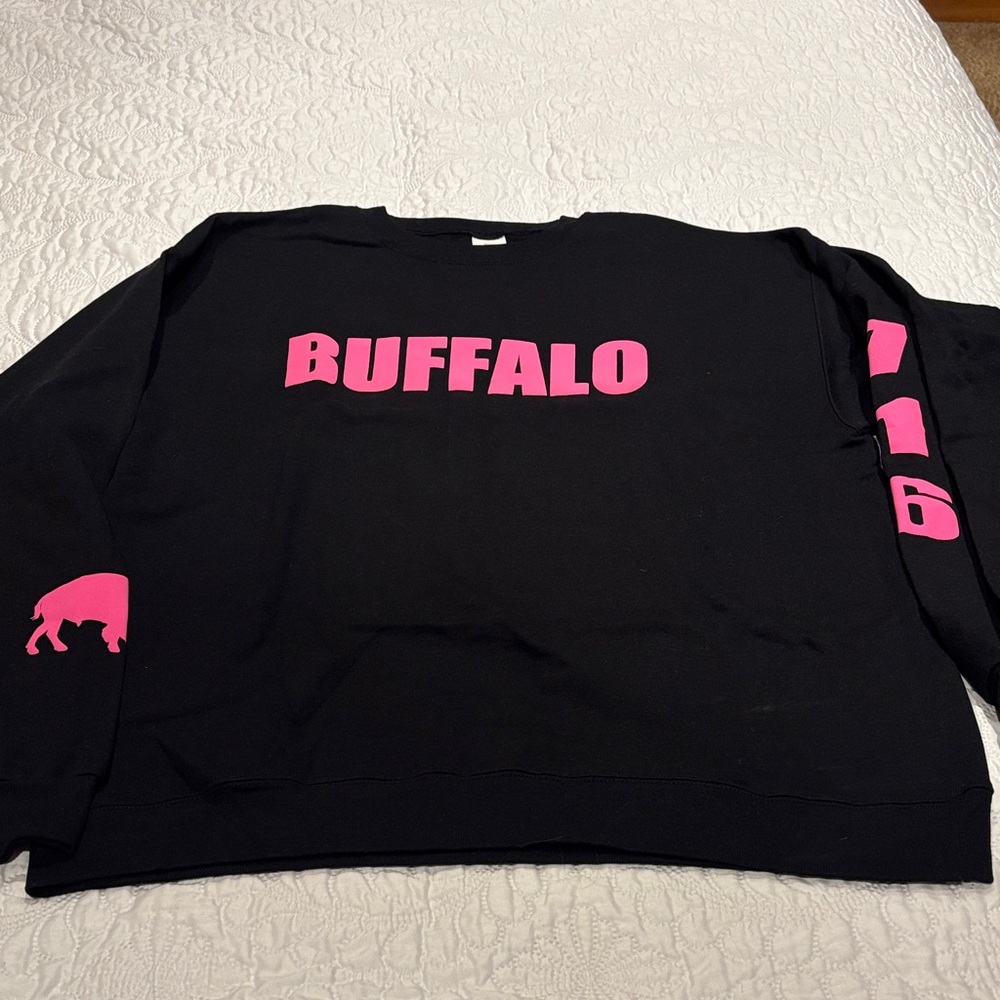 Black Sweatshirt with Pink Buffalo Print